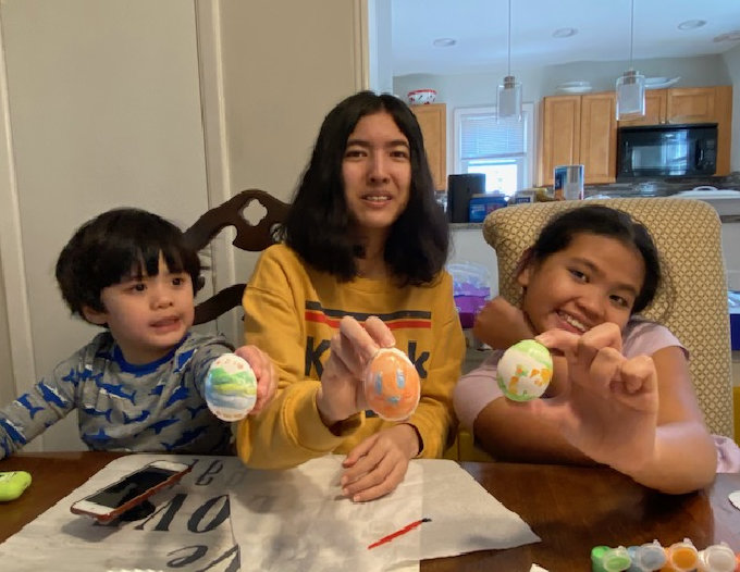 children holding a toy